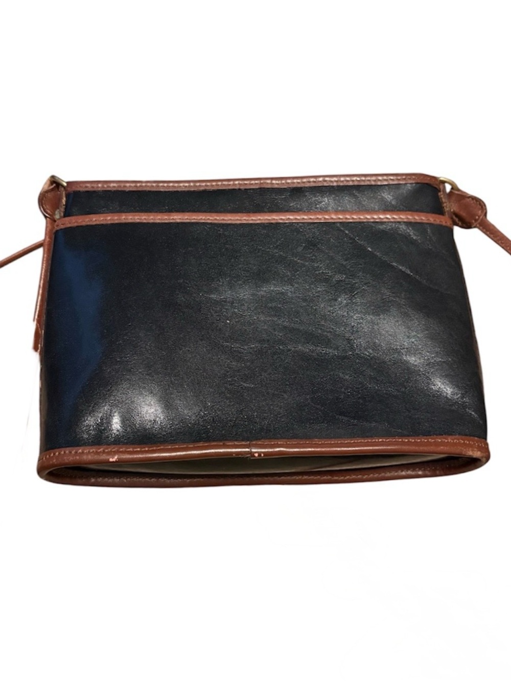 Vintage Brahmin Black/Brown Leather Croc Embossed Crossbody - Picture 3 of 5